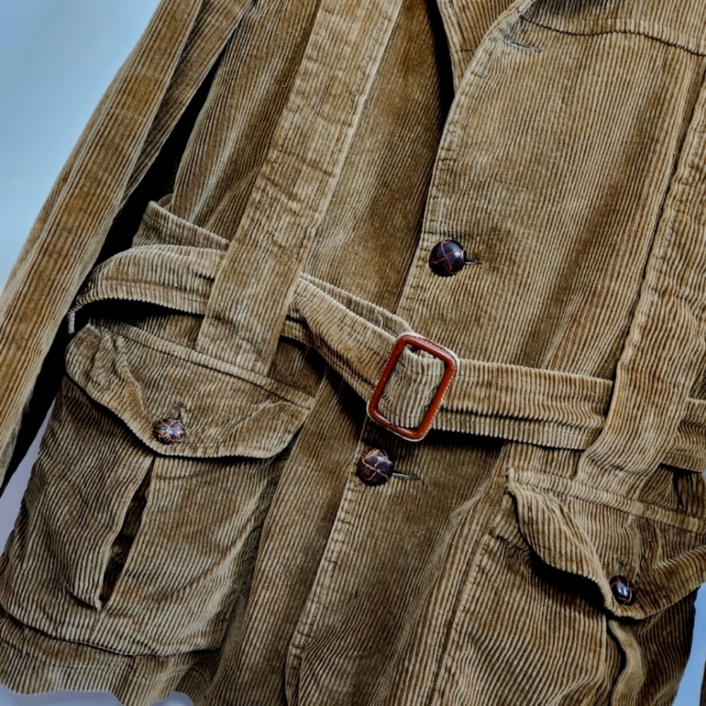 Vintage 90s Tan Corduroy Jacket Grunge 1990s Rocker Boho Bohemian Festival - Picture 6 of 8